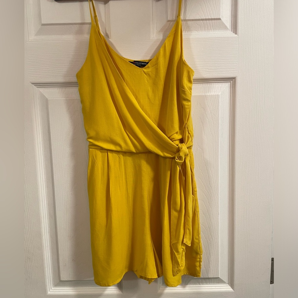 Small yellow bow tie romper